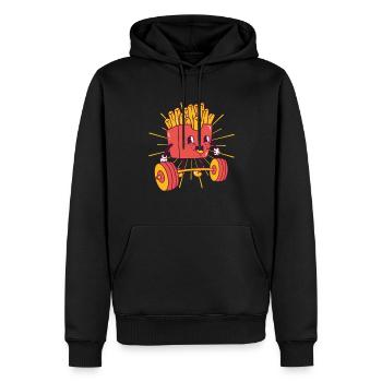 Français Strength Training Squat Fitness Fries kawaii - Sweat à capuche Premium bio Homme - noir - Devant - Nico (187cm)