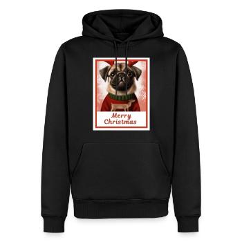 Portrait, Sweet happy doggy (Carlin) dans un Noël. - Sweat à capuche Premium bio Homme - noir - Devant - Nico (187cm)