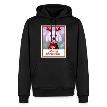 Doux chien (Bichon frise) dans un pull de Noël. - Sweat à capuche Premium bio Homme - noir - Devant - Nico (187cm)