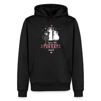 Amour des chats pour les amoureux des chats - Sweat à capuche Premium bio Homme - noir - Devant - Nico (187cm)