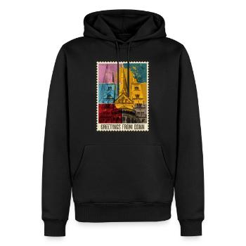 Bonn Deutschland Stadt Skyline Briefmarke Bunt - Männer Premium Bio Hoodie - Schwarz - Vorne - Nico (187cm)