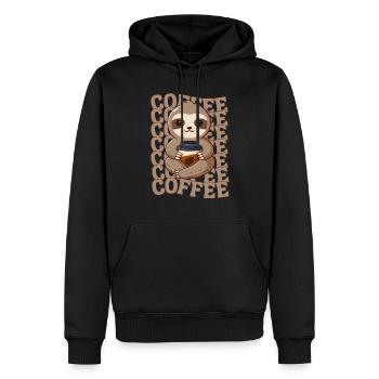 Faultier Kaffee Cafe Faultier braucht Kaffee - Männer Premium Bio Hoodie - Schwarz - Vorne - Nico (187cm)