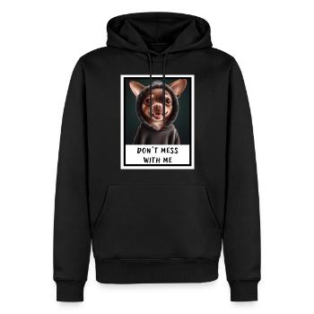Portrait chihuahua chien ne plaisante pas avec moi (drôle). - Sweat à capuche Premium bio Homme - noir - Devant - Nico (187cm)