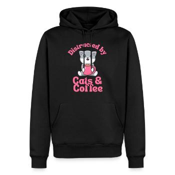 Kaffee Katze kawaii Kaffee und Katzen Liebhaber - Männer Premium Bio Hoodie - Schwarz - Vorne - Nico (187cm)