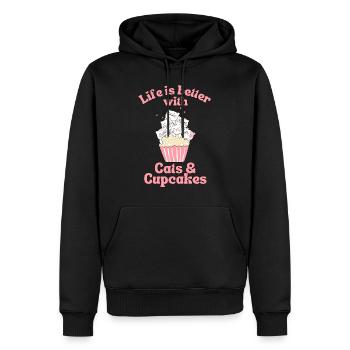 Katze Cupcake kawaii Cupcake und Katzen Liebhaber - Männer Premium Bio Hoodie - Schwarz - Vorne - Nico (187cm)
