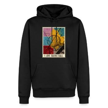 Basketball Basketballer Korb Sport Briefmarke - Männer Premium Bio Hoodie - Schwarz - Vorne - Nico (187cm)