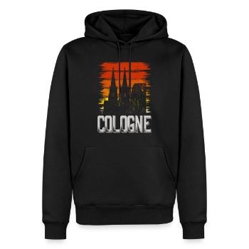 Cathédrale de Cologne Allemagne Ville Skyline Vintage Rétro - Sweat à capuche Premium bio Homme - noir - Devant - Nico (187cm)
