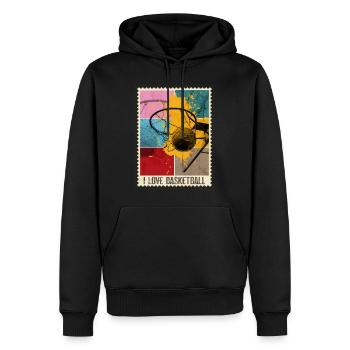 Basketball Basketballer Korb Sport Briefmarke - Männer Premium Bio Hoodie - Schwarz - Vorne - Nico (187cm)
