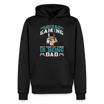 Homme Gaming Dad Disant Idée Cadeau Fête des Pères - Sweat à capuche Premium bio Homme - noir - Devant - Nico (187cm)