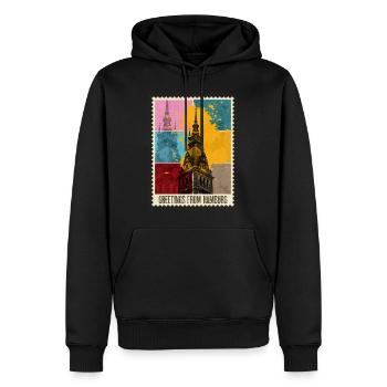 Hamburg Deutschland Stadt Skyline Briefmarke - Männer Premium Bio Hoodie - Schwarz - Vorne - Nico (187cm)