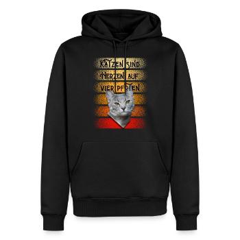 Katzen sind herzen auf vier Pfoten - Männer Premium Bio Hoodie - Schwarz - Vorne - Nico (187cm)