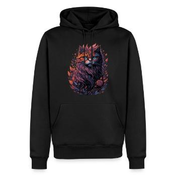Flower Cat - Männer Premium Bio Hoodie - Schwarz - Vorne - Nico (187cm)