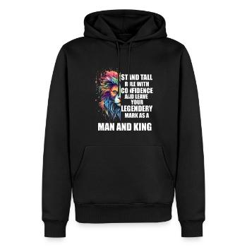 Man and King - Männer Premium Bio Hoodie - Schwarz - Vorne - Nico (187cm)