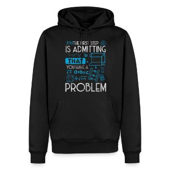Problèmes, dictons, sarcasmes - Sweat à capuche Premium bio Homme - noir - Devant - Nico (187cm)