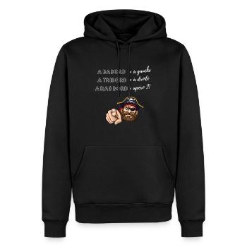 A Ras Bord Pirate. Humour Cadeau Anniversaire Fête - Sweat à capuche Premium bio Homme - noir - Devant - Nico (187cm)