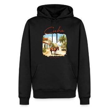 Cuba Horse In Village - Men’s Premium Organic Hoodie - black - Front - Nico (187cm)