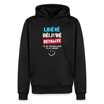 Released delivered retired. Humor Retirement Gift - Men’s Premium Organic Hoodie - black - Front - Nico (187cm)