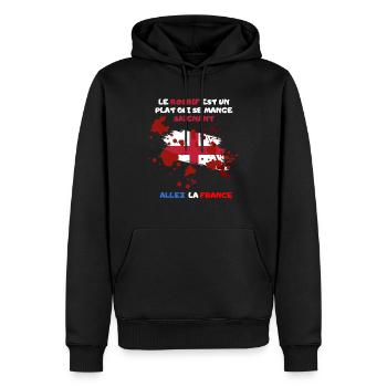 Rosbif Saignant. Allez la France. Supporter - Sweat à capuche Premium bio Homme - noir - Devant - Nico (187cm)
