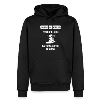 Conseil Avaler. Cadeau Humour Anniversaire - Sweat à capuche Premium bio Homme - noir - Devant - Nico (187cm)