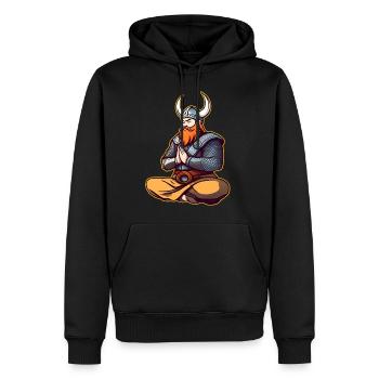Niedlicher Wikinger macht Yoga II - Männer Premium Bio Hoodie - Schwarz - Vorne - Nico (187cm)