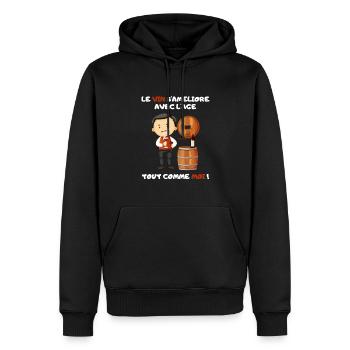 Vin s'ameliore avec l'age Homme. Cadeau Humour - Sweat à capuche Premium bio Homme - noir - Devant - Nico (187cm)
