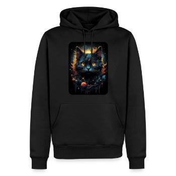 Carlos Klex der schwarze Kater - Männer Premium Bio Hoodie - Schwarz - Vorne - Nico (187cm)