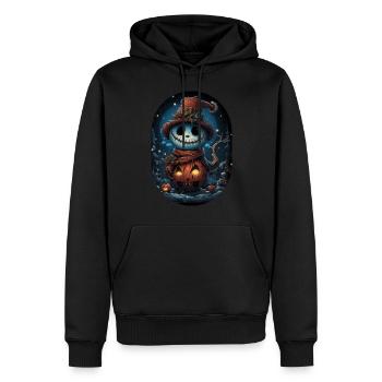 James le sympathique bonhomme de neige d’Halloween - Sweat à capuche Premium bio Homme - noir - Devant - Nico (187cm)