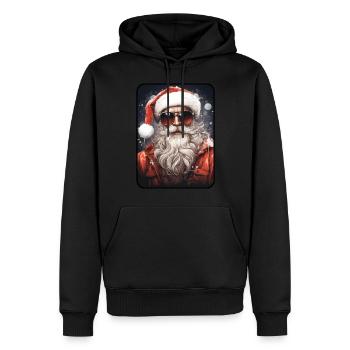 Père Noël cool - Sweat à capuche Premium bio Homme - noir - Devant - Nico (187cm)