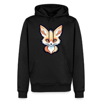 Dessin de Fennec renard du désert - Sweat à capuche Premium bio Homme - noir - Devant - Nico (187cm)