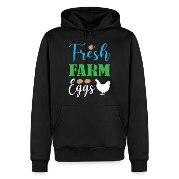 Fresh Farm Eggs - Männer Premium Bio Hoodie - Schwarz - Vorne - Nico (187cm)