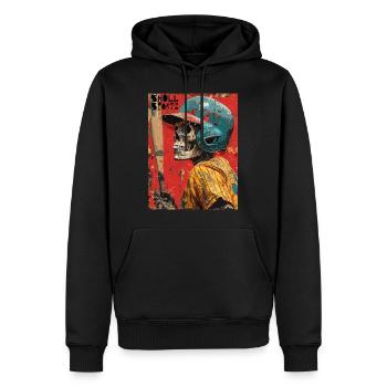 The American Baseball Skull - Skull, Totenkopf - Männer Premium Bio Hoodie - Schwarz - Vorne - Nico (187cm)