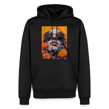 The Skull with Sunglasses - Skull, Totenkopf - Männer Premium Bio Hoodie - Schwarz - Vorne - Nico (187cm)