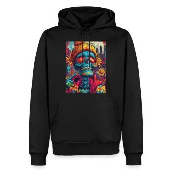 The Skull with Sunglasses - Skull, Totenkopf - Männer Premium Bio Hoodie - Schwarz - Vorne - Nico (187cm)
