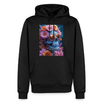 The Skull with Sunglasses - Skull, Totenkopf - Männer Premium Bio Hoodie - Schwarz - Vorne - Nico (187cm)