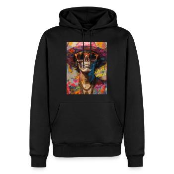 The Skull with Sunglasses - Skull, Totenkopf - Männer Premium Bio Hoodie - Schwarz - Vorne - Nico (187cm)