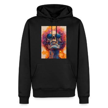 The Skull with Sunglasses - Skull, Totenkopf - Männer Premium Bio Hoodie - Schwarz - Vorne - Nico (187cm)