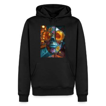 The Skull with Sunglasses - Skull, Totenkopf - Männer Premium Bio Hoodie - Schwarz - Vorne - Nico (187cm)