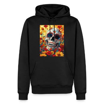 The Skull with Sunglasses - Skull, Totenkopf - Männer Premium Bio Hoodie - Schwarz - Vorne - Nico (187cm)
