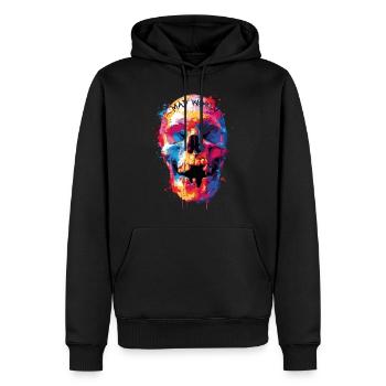 Dark Skull -Totenkopf, Horrormotiv - Männer Premium Bio Hoodie - Schwarz - Vorne - Nico (187cm)