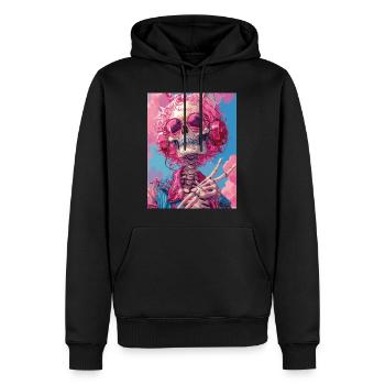 The Pink Skull - Totenkopf mit Köpfhörer - Männer Premium Bio Hoodie - Schwarz - Vorne - Nico (187cm)