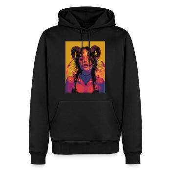The Female Devil mit Pentagramm - Männer Premium Bio Hoodie - Schwarz - Vorne - Nico (187cm)