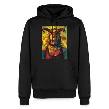 The Female Devil mit Pentagramm - Männer Premium Bio Hoodie - Schwarz - Vorne - Nico (187cm)