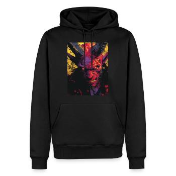 The Devil - Skull, Totenkopf, Teufel - Männer Premium Bio Hoodie - Schwarz - Vorne - Nico (187cm)