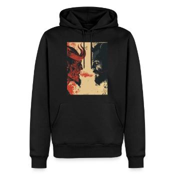 The Devil - Skull, Totenkopf, Teufel - Männer Premium Bio Hoodie - Schwarz - Vorne - Nico (187cm)