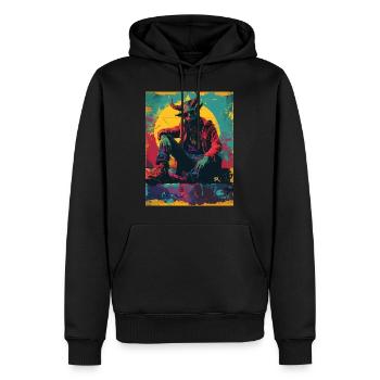 The Devil - Skull, Totenkopf, Teufel - Männer Premium Bio Hoodie - Schwarz - Vorne - Nico (187cm)