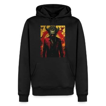 The Devil - Skull, Totenkopf, Teufel - Männer Premium Bio Hoodie - Schwarz - Vorne - Nico (187cm)