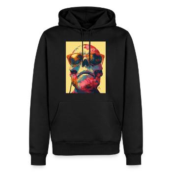Hippie Skull - Totenkopf - Männer Premium Bio Hoodie - Schwarz - Vorne - Nico (187cm)
