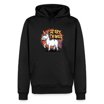 Einhorn - Skull, Skelett, Comicstyle - Männer Premium Bio Hoodie - Schwarz - Vorne - Nico (187cm)