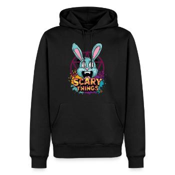 Bunny - Comicstyle, Pentagramm, Hase - Männer Premium Bio Hoodie - Schwarz - Vorne - Nico (187cm)