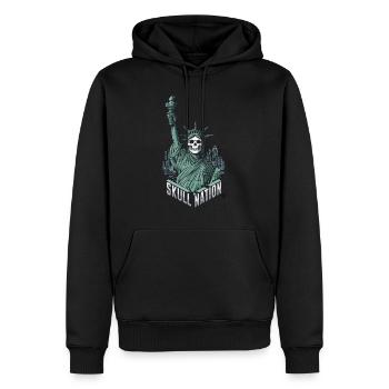 Skull Nation - Skull, Totenkopf, New York - Männer Premium Bio Hoodie - Schwarz - Vorne - Nico (187cm)